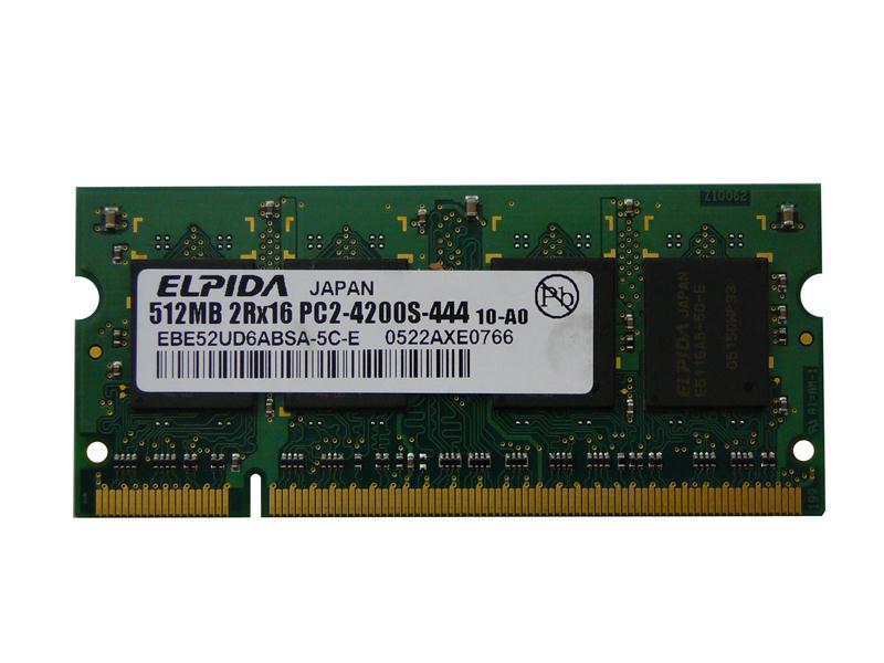 EBE52UD6ABSA-5C-E Elpida 512MB PC2-4200 DDR2-533MHz non-ECC Unbuffered CL4 200-Pin SoDimm Memory Module