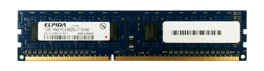 EBJ10UE8BDF0-AE-F Elpida 1GB PC3-8500 DDR3-1066MHz non-ECC Unbuffered CL7 240-Pin DIMM Single Rank Memory Module