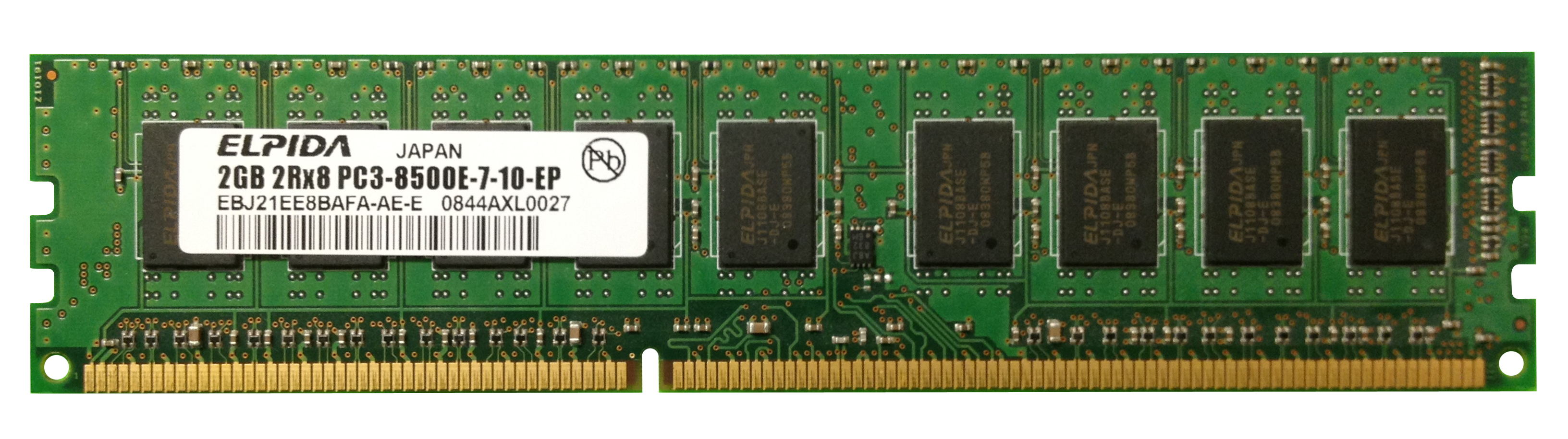 EBJ21EE8BAFA-AE-E Elpida 2GB PC3-8500 DDR3-1066MHz ECC Unbuffered CL7 240-Pin DIMM Dual Rank Memory Module