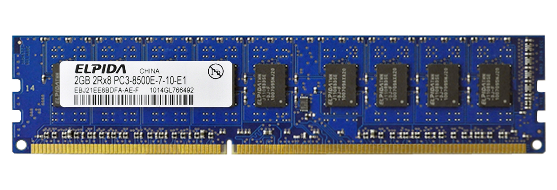EBJ21EE8BDFA-AE-F Elpida 2GB PC3-8500 DDR3-1066MHz ECC Unbuffered CL7 240-Pin DIMM Dual Rank Memory Module