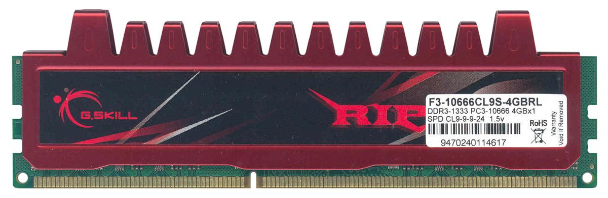 F3-10666CL9S-4GBRL G.SKILL 4GB PC3-10600 DDR3-1333MHz non-ECC Unbuffered CL9 240-Pin DIMM Dual Rank Memory Module