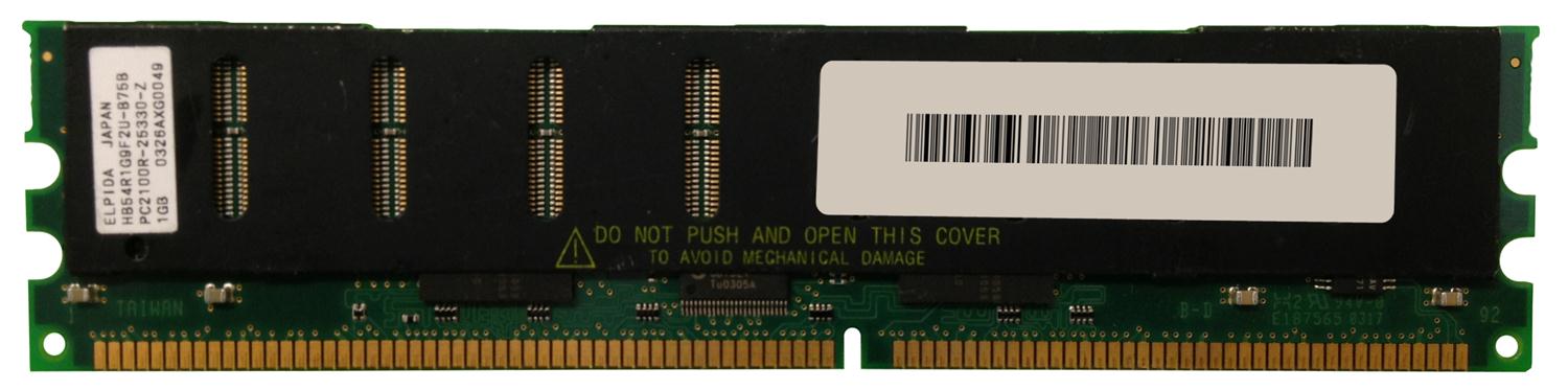 HB54R1G9F2U-B75B Elpida 1GB PC2100 DDR-266MHz Registered ECC CL2.5 184-Pin DIMM 2.5V Memory Module