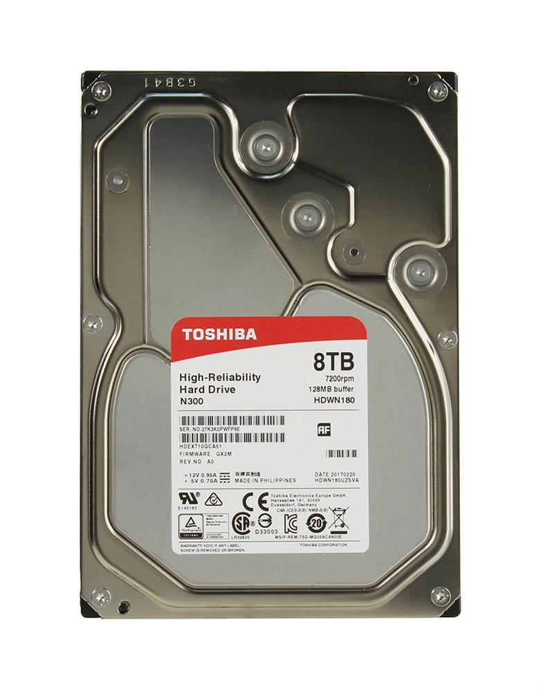 HDWN180UZSVA Toshiba N300 8TB 7200RPM SATA 6Gbps 128MB Cache (512e) 3.5-inch Internal Hard Drive