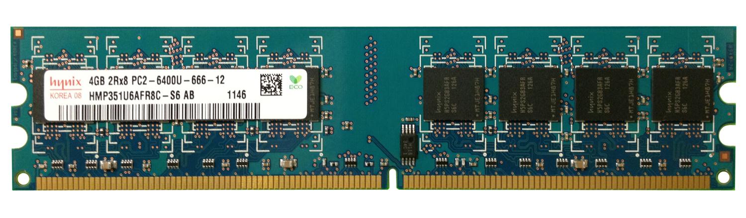 HMP351U6AFR8C-S6 AB Hynix 4GB PC2-6400 DDR2-800MHz non-ECC Unbuffered CL6 240-Pin DIMM Memory Module