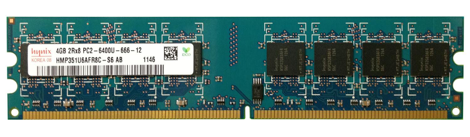 HMP351U6AFR8C-S6 Hynix 4GB PC2-6400 DDR2-800MHz non-ECC Unbuffered CL6 240-Pin DIMM Memory Module