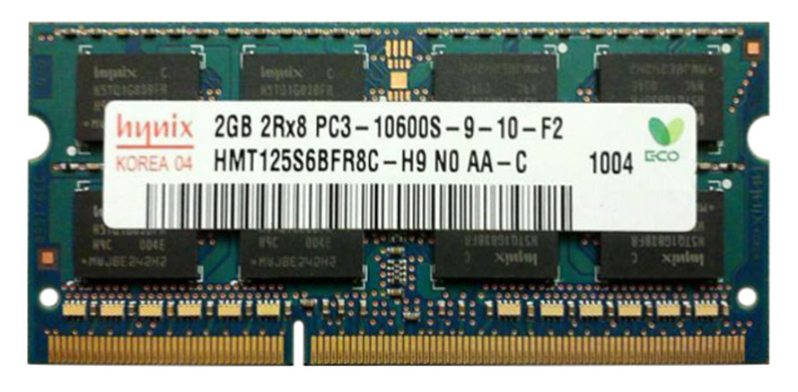 HMT125S6BFR8C-H9 Hynix 2GB PC3-10600 DDR3-1333MHz non-ECC Unbuffered CL9 204-Pin SoDimm Dual Rank Memory Module