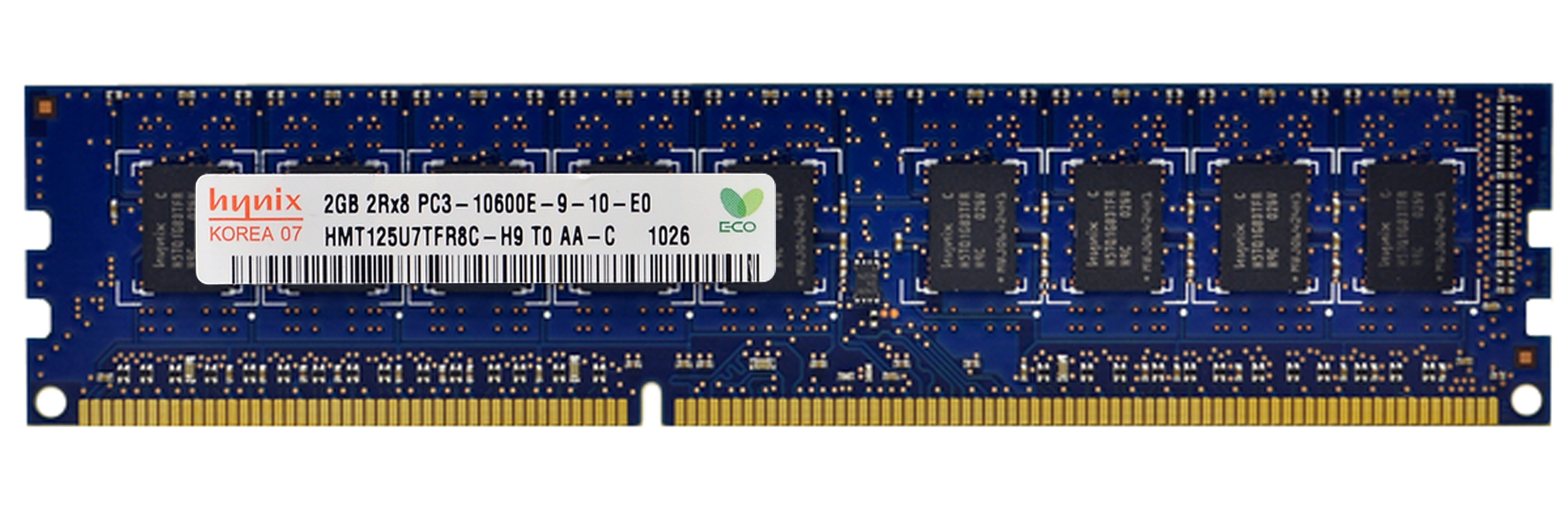 HMT125U7TFR8C-H9 Hynix 2GB PC3-10600 DDR3-1333MHz ECC Unbuffered CL9 240-Pin DIMM Dual Rank Memory Module
