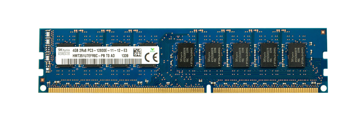 HMT351U7EFR8C-PBTO Hynix 4GB PC3-12800 DDR3-1600MHz ECC Unbuffered CL11 240-Pin DIMM Dual Rank Memory Module