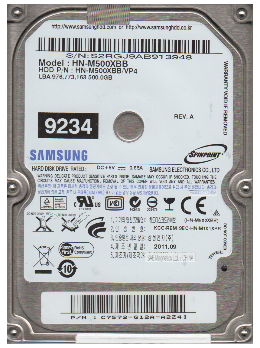 HN-M500XBB Samsung Spinpoint M8U 500GB 5400RPM USB 2.0 8MB Cache 2.5-inch Internal Hard Drive