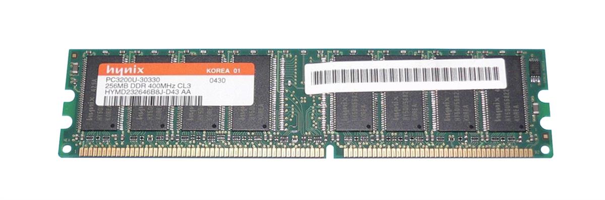 HYMD232646B8J-D43 Hynix 256MB PC3200 DDR-400MHz non-ECC Unbuffered CL3 184-Pin DIMM Memory Module