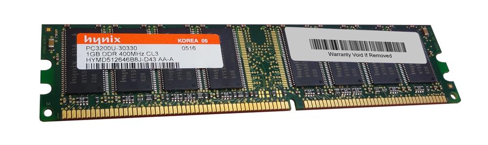 HYMD512646B8J-D43 Hynix 1GB PC3200 DDR-400MHz non-ECC Unbuffered CL3 184-Pin DIMM Memory Module