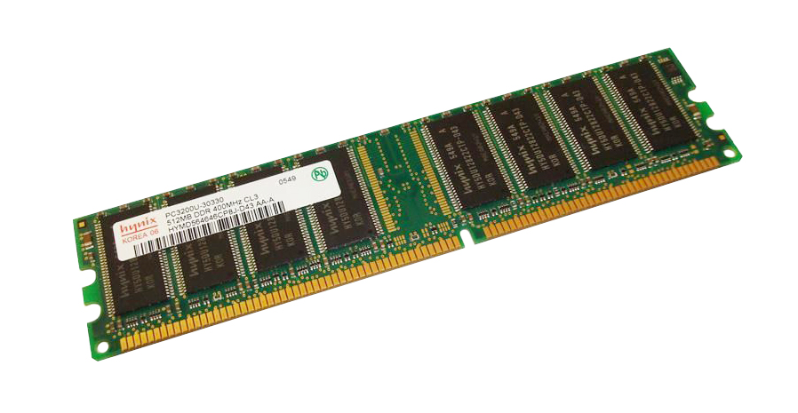 HYMD564646CP8J-D43 Hynix 512MB PC3200 DDR-400MHz non-ECC Unbuffered CL3 184-Pin DIMM Single Rank Memory Module