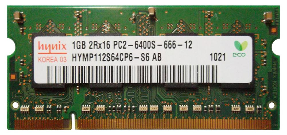 HYMP112S64CP6-S6 Hynix 1GB PC2-6400 DDR2-800MHZ non-ECC Unbuffered CL6 200-Pin SoDimm Dual Rank Memory Module