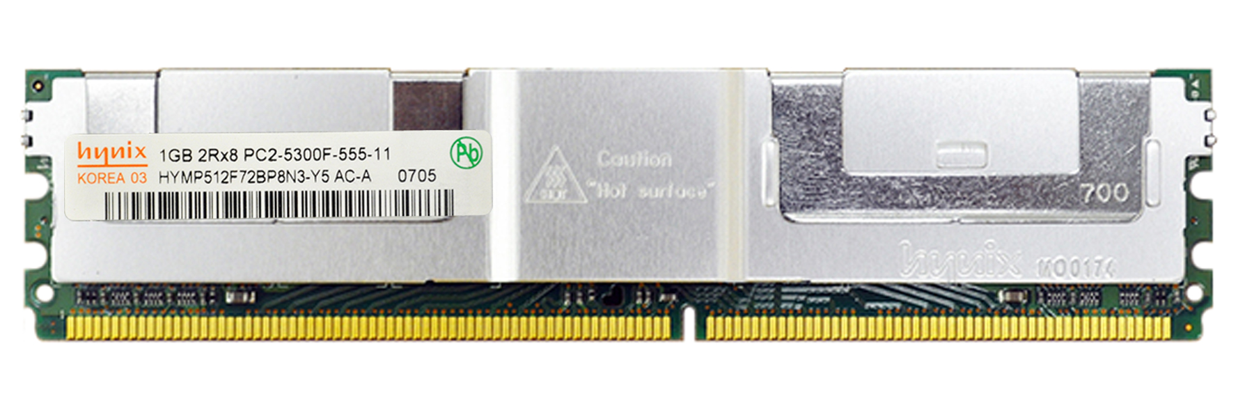 HYMP512F72BP8N3-Y5 Hynix 1GB PC2-5300 DDR2-667MHz ECC Fully Buffered CL5 240-Pin DIMM Dual Rank Memory Module
