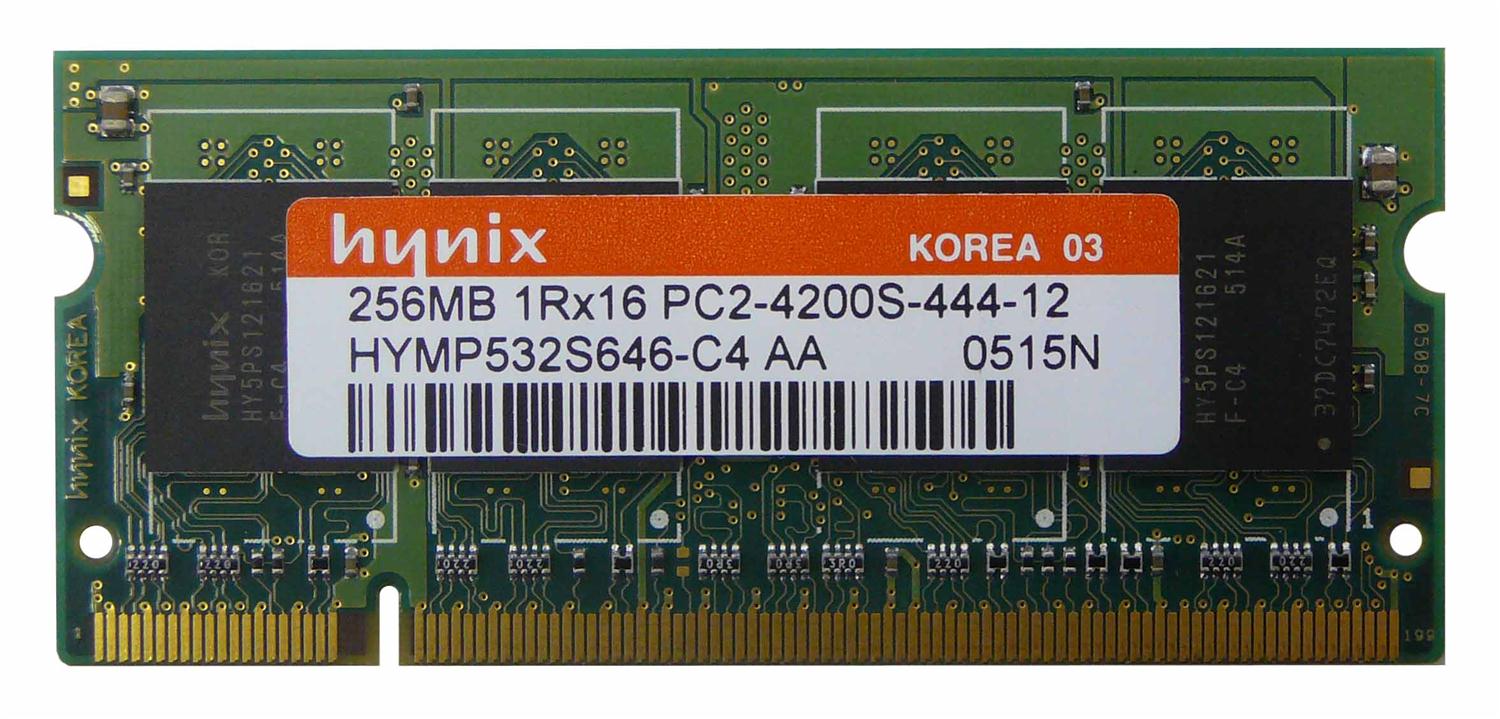 HYMP532S646-C4 Hynix 256MB PC2-4200 DDR2-533MHz non-ECC Unbuffered CL4 200-Pin SoDimm Memory Module
