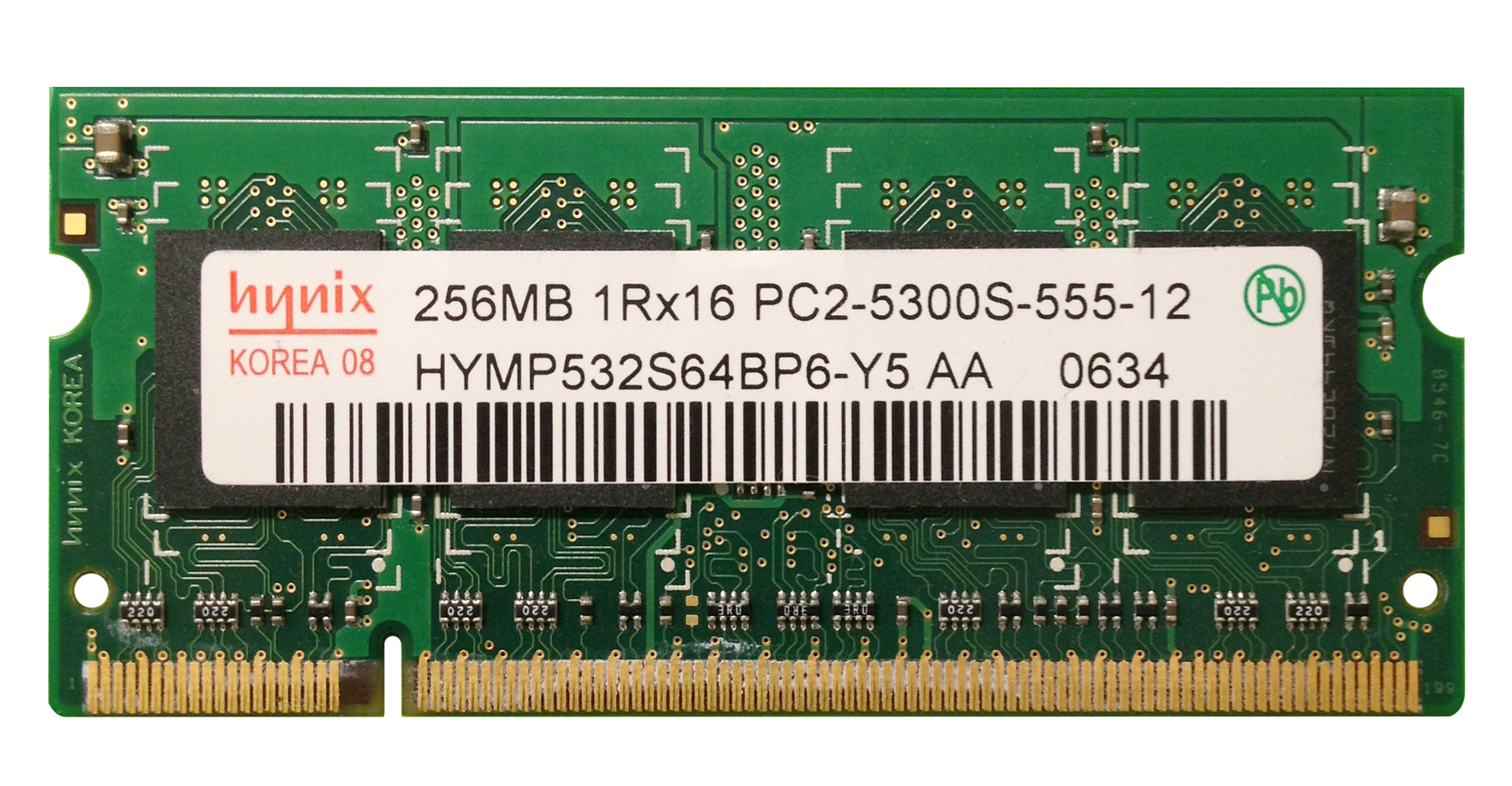 HYMP532S64BP6-Y5 Hynix 256MB PC2-5300 DDR2-667MHz non-ECC Unbuffered CL5 200-Pin SoDimm Single Rank Memory Module