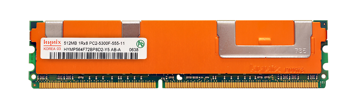 HYMP564F72BP8D2-Y5 Hynix 512MB PC2-5300 DDR2-667MHz ECC Fully Buffered CL5 240-Pin DIMM Low Voltage Single Rank Memory Module