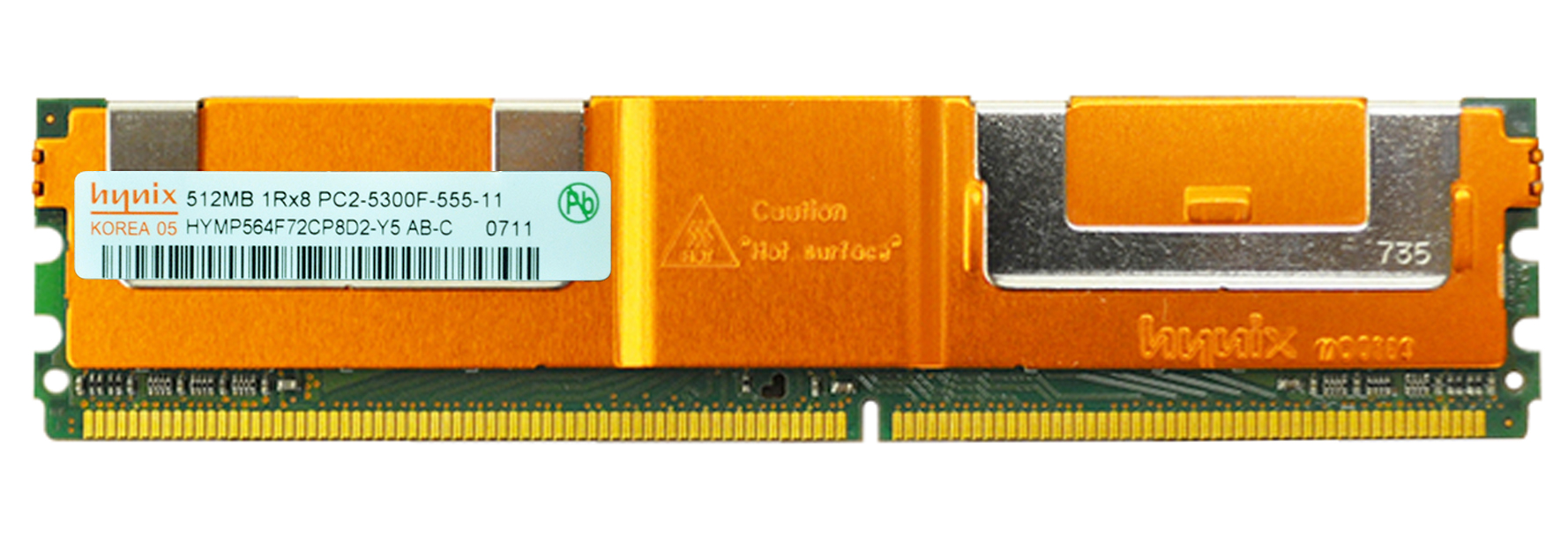 HYMP564F72CP8D2-Y5 Hynix 512MB PC2-5300 DDR2-667MHz ECC Fully Buffered CL5 240-Pin DIMM Single Rank Memory Module