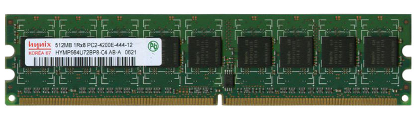 HYMP564U72BP8-C4 Hynix 512MB PC2-4200 DDR2-533MHz ECC Unbuffered CL4 240-Pin DIMM Single Rank Memory Module