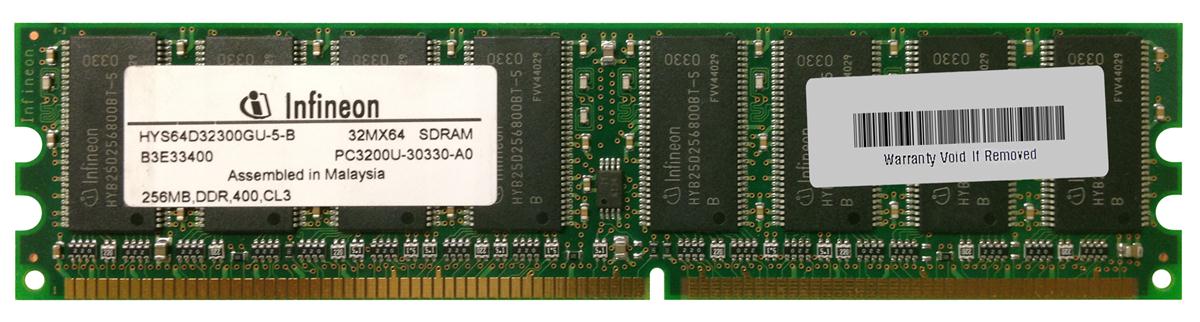 HYS64D32300GU-5-B Infineon 256MB PC3200 DDR-400MHz non-ECC Unbuffered CL3 184-Pin DIMM Single Rank Memory Module