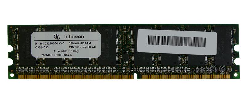 HYS64D32300GU-6-C Infineon 256MB PC2700 DDR-333MHz non-ECC Unbuffered CL2.5 184-Pin DIMM Single Rank Memory Module