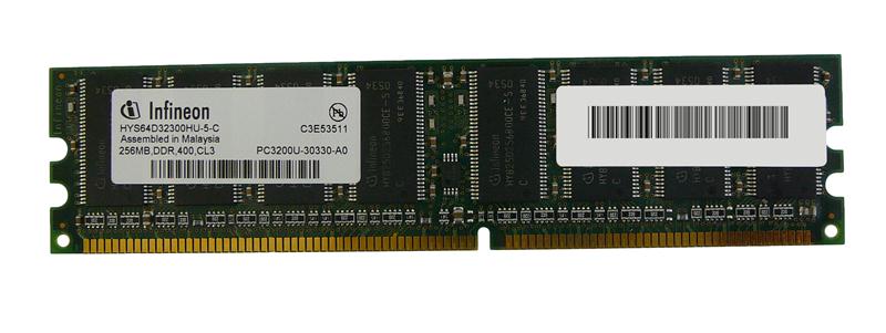 HYS64D32300HU-5-C Infineon 256MB PC3200 DDR-400MHz Non-ECC Unbuffered CL3 184-Pin DIMM Memory Module