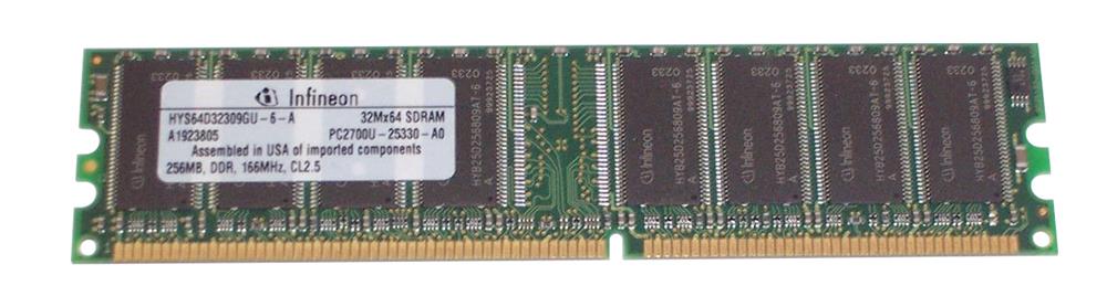 HYS64D32309GU-6-A Infineon 256MB PC2700 DDR-333MHz non-ECC Unbuffered CL2.5 184-Pin DIMM 2.5V Memory Module