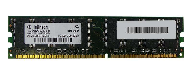 HYS64D64320HU-5-C Infineon 512MB PC3200 DDR-400MHz non-ECC Unbuffered 184-Pin DIMM Memory Module