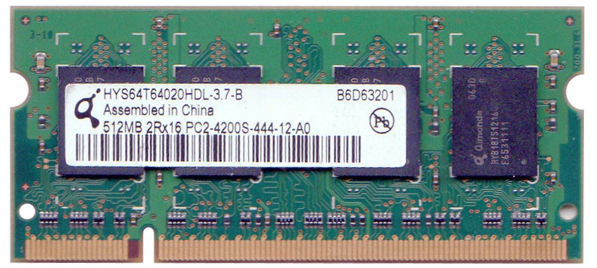 HYS64T64020HDL-3.7-B Infineon 512MB PC2-4200 DDR2-533MHz non-ECC Unbuffered CL4 200-Pin SoDimm Dual Rank Memory Module