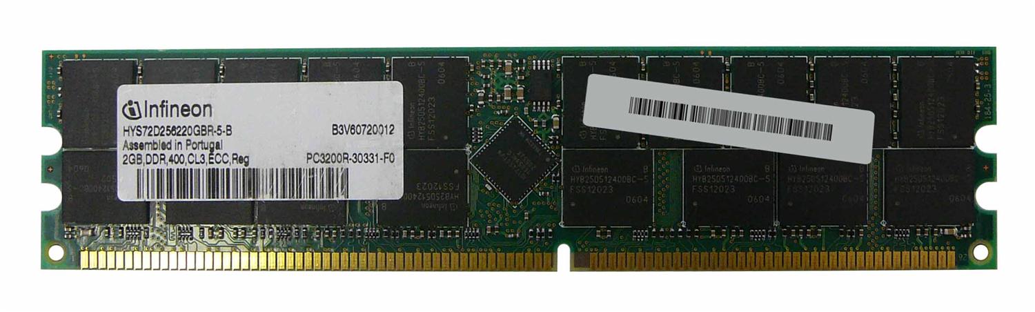 HYS72D256220GBR-5-B Infineon 2GB PC3200 DDR-400MHz Registered ECC CL3 184-Pin DIMM 2.5V Dual Rank Memory Module