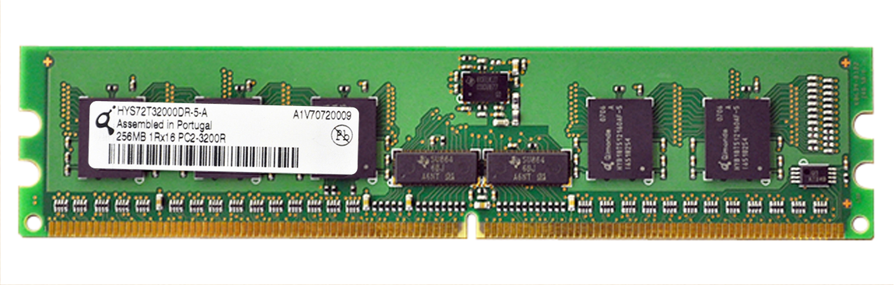 HYS72T32000DR-5-A Qimonda 256MB PC2-3200 DDR2-400MHz ECC Registered CL3 240-Pin DIMM Single Rank Memory Module
