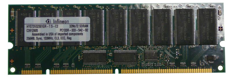 PE158200 Edge Memory 256MB PC100 100MHz ECC Registered 32X4 168-Pin DIMM Memory Module