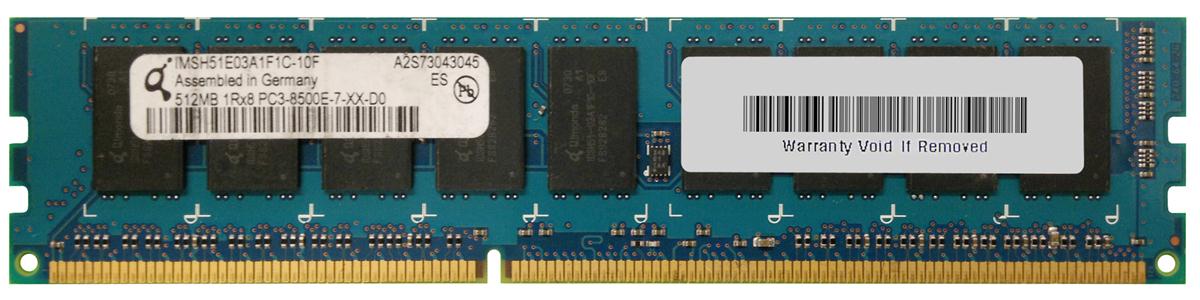 IMSH51E03A1F1C-10F Qimonda 512MB PC3-8500 DDR3-1066MHz ECC Unbuffered CL7 240-Pin DIMM Single Rank Memory Module