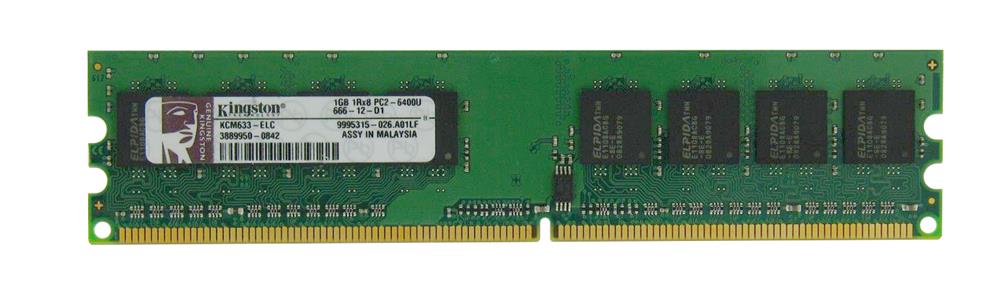 KCM633-ELC Kingston 1GB PC2-6400 DDR2-800MHz non-ECC Unbuffered CL6 240-Pin DIMM Memory Module