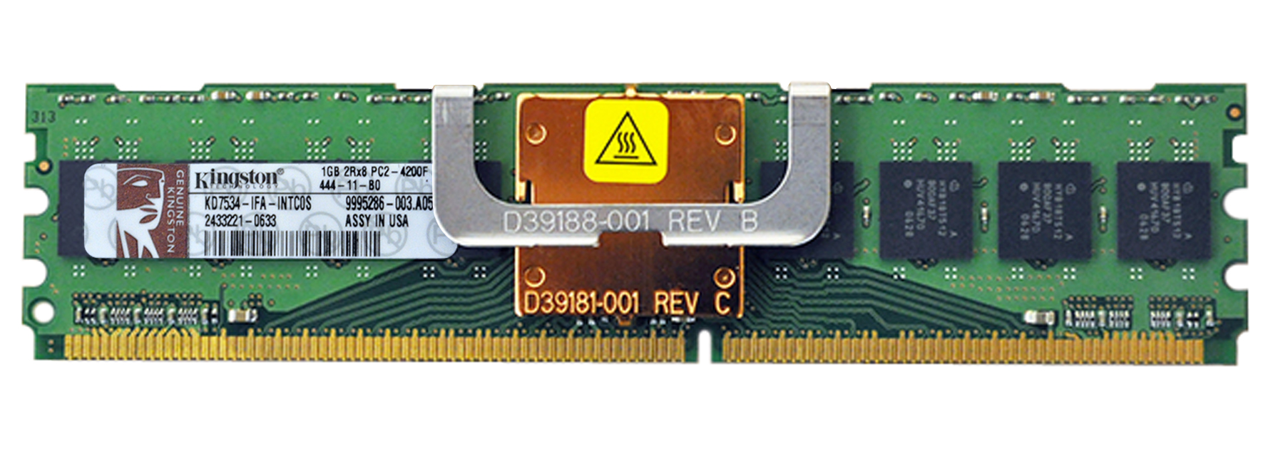 KD7534-IFA-INTC0S Kingston 1GB PC2-4200 DDR2-533MHz ECC Fully Buffered CL4 240-Pin DIMM Memory Dual Rank Module
