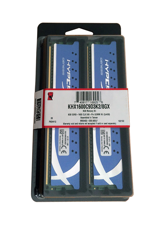 KHX1600C9D3K2/8GX Kingston XMP 8GB Kit (2 X 4GB) PC3-12800 DDR3-1600MHz non-ECC Unbuffered CL9 240-Pin DIMM Memory (Kit of 2)