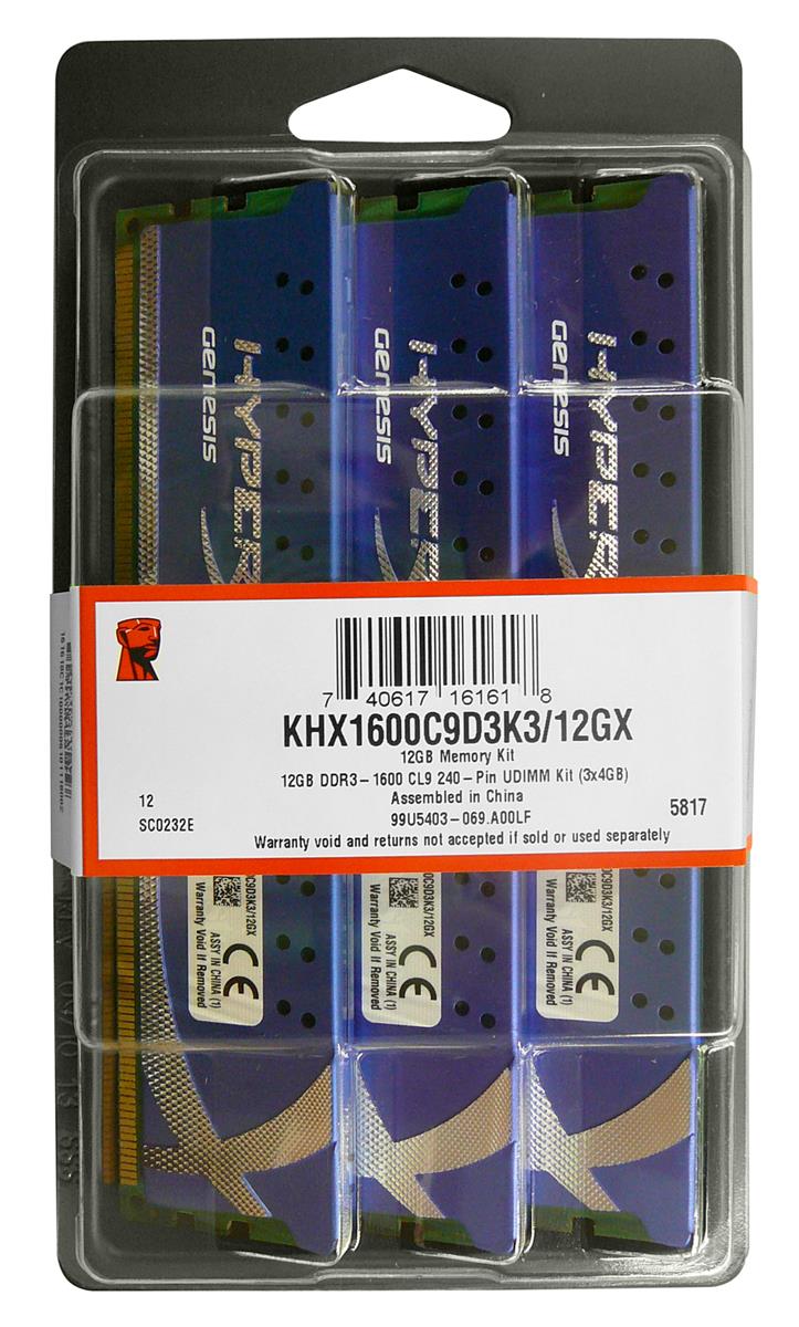 KHX1600C9D3K3/12GX Kingston XMP 12GB Kit (3 X 4GB) PC3-12800 DDR3-1600MHz non-ECC Unbuffered CL9 240-Pin DIMM Memory (Kit of 3)