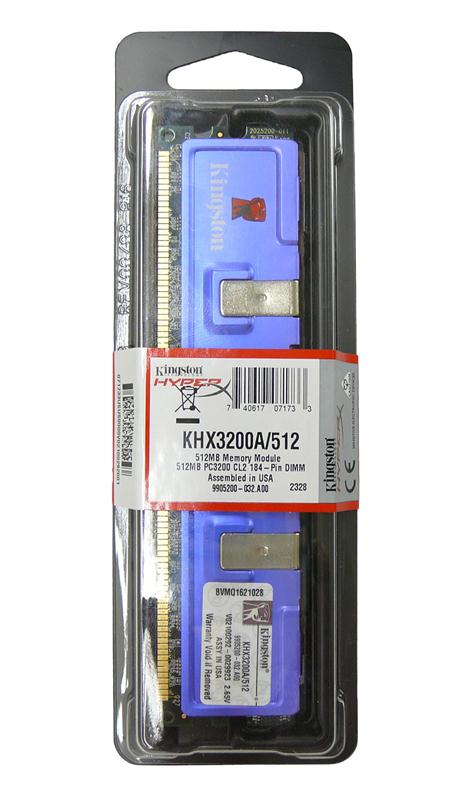 KHX3200A/512 Kingston HyperX 512MB 400MHz DDR Non-ECC CL2 (2-3-2-6-1) Memory w/Heat Spreader