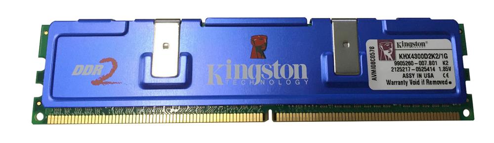 KHX4300D2K2/1G Kingston HyperX 1GB Kit (2 X 512MB) PC2-4300 DDR2-533MHznon-ECC Unbuffered CL3-3-3-10 240-Pin DIMM Memory KHX4300D2K21G
