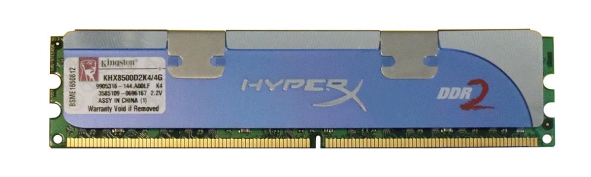 KHX8500D2K4/4G Kingston 4GB Kit (4 x 1GB) PC2-8500 DDR2-1066MHz non-ECC CL5 (5-5-5-15) 240-Pin DIMM Memory (Kit of 4)