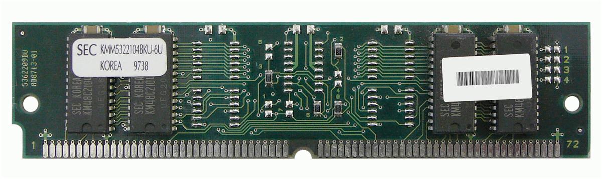 KMM5322104BKU-6U Samsung 8MB EDO 60ns 5v 72-Pin SIMM Memory Module