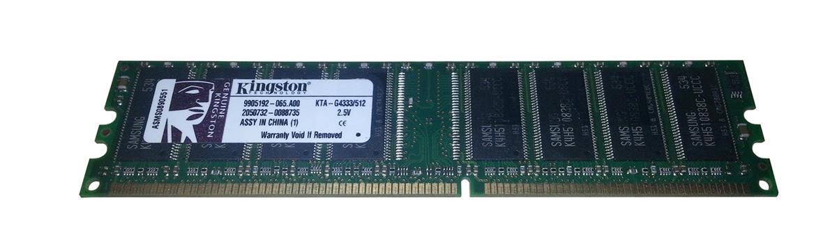 KTA-G4333/512 Kingston 512MB PC2700 DDR-333MHz Non-ECC Unbuffered CL2.5 184-Pin Memory Module For Apple Desktop PC M8833G/A