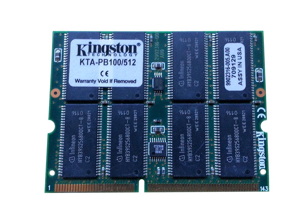 KTA-PB100/512 Kingston PC100 100MHz non-ECC Unbuffered CL2 144-Pin SoDimm Memory Module For Apple