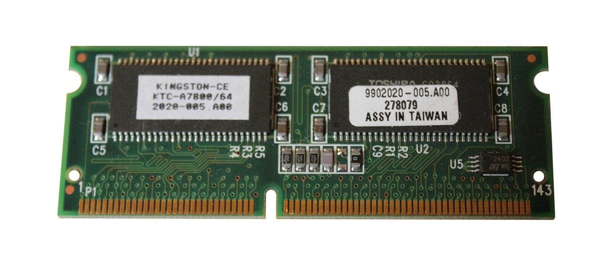 KTC-A7800/64 Kingston 64MB PC66 66MHz non-ECC Unbuffered 144-Pin SoDimm Memory Module for HP/Compaq 313918-001, 314891-B21