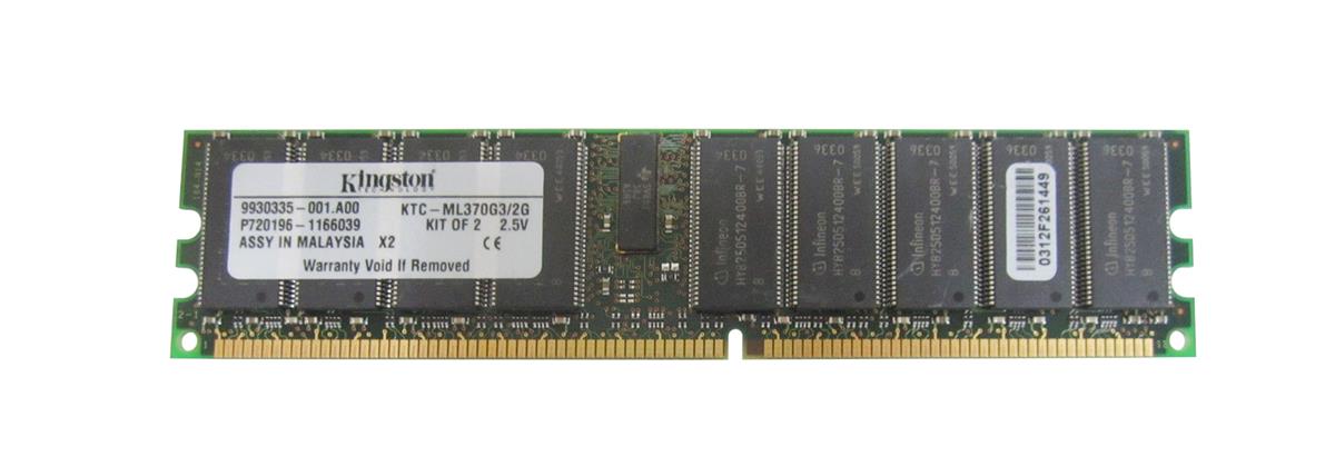 KTC-ML370G3/2G Kingston 2GB Kit (2 X 1GB) PC2100 DDR-266MHz Registered ECC CL2.5 184-Pin DIMM 2.5V Memory