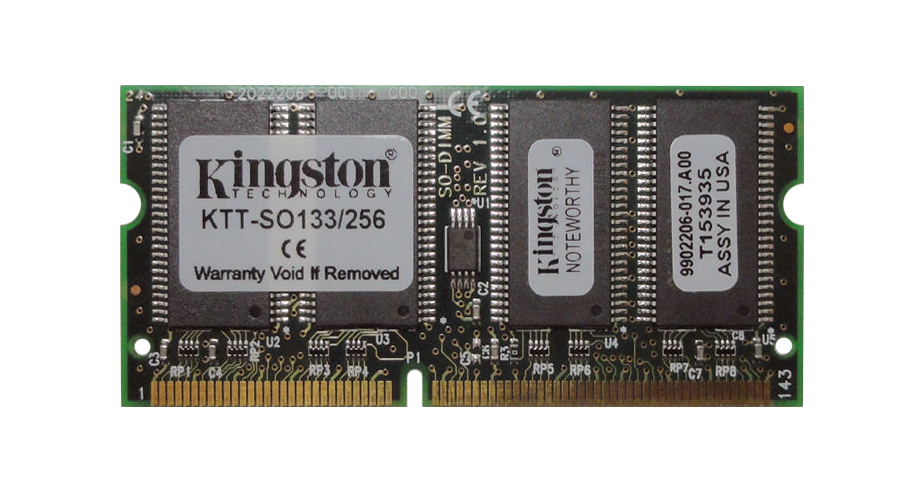 KTC-SO133/256 Kingston 256MB PC133 133MHz non-ECC Unbuffered CL3 144-Pin SoDimm Memory Module 232449-B21, 232449-B21-KT
