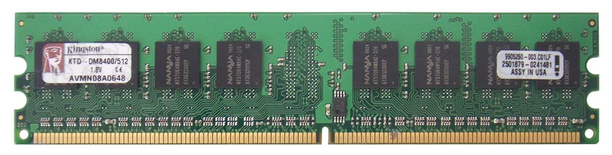 KTD-DM8400/512 Kingston 512MB PC2-3200 DDR2-400MHz non-ECC Unbuffered CL3 240-Pin DIMM Memory Module for Dell A0375065, A0375073, A0388044