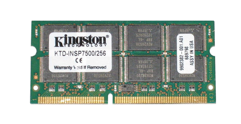 KTD-INSP7500/256 Kingston 256MB PC100 100MHz non-ECC Unbuffered CL2 144-Pin SoDimm Memory Module For Dell 311-1398, 313-0641, 6332P