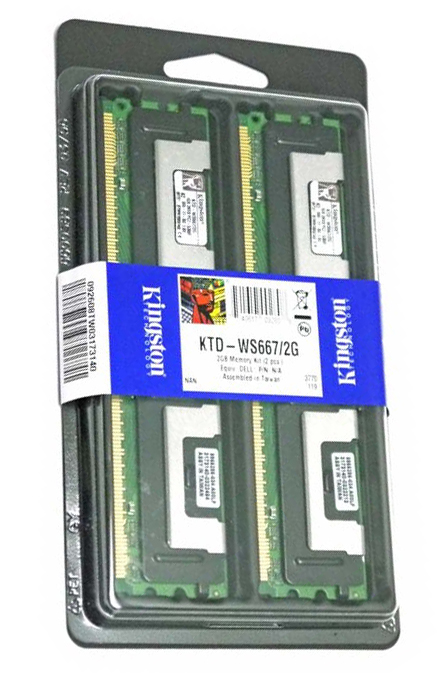 KTD-WS667/2G Kingston 2GB Kit (2 X 1GB) PC2-5300 DDR2-667MHz ECC Fully Buffered CL5 240-Pin DIMM Dual Rank Memory