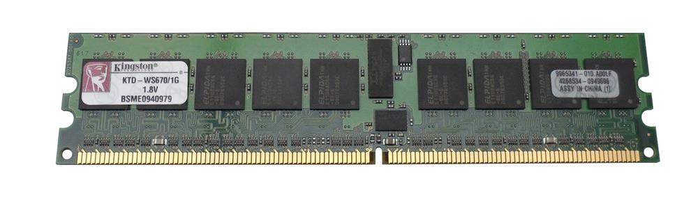 KTD-WS670/1G Kingston 1GB PC2-3200 DDR2-400MHz ECC Registered CL3 240-Pin DIMM Single Rank Memory Module for Dell PowerEdge A0374933, A0374937, A0377943, A0380698, A0395465, A0396705, A0396708, A0422904, A0428480, A0466926, A0466927